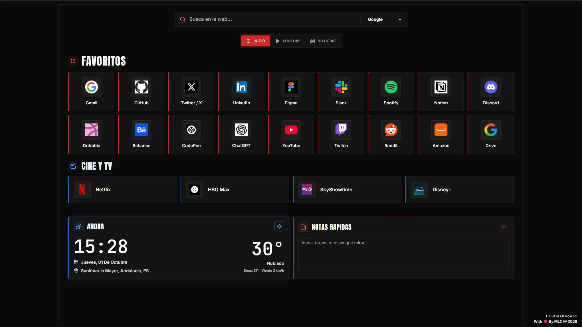 LK3Dashboard homepage